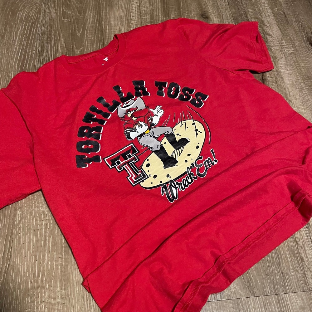 Fanatics Mens Texas Tech Graphic Tee Size XL Red Cotton Tortilla Toss Wreck Em - Picture 7 of 7